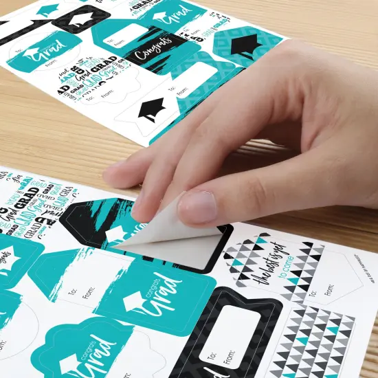Big Dot of Happiness Teal Grad Best is Yet to Come Assorted Turquoise Graduation Party Gift Tag Labels To and From Stickers 12 Sheets 120 Stickers {6}