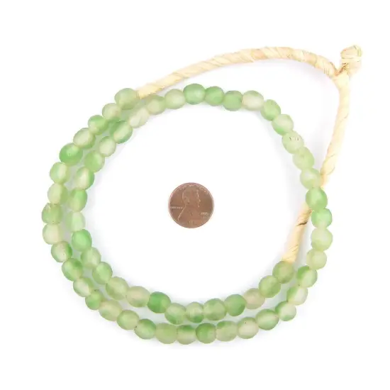 The Bead Chest&reg; African Recycled Glass Beads, 9mm - Full Strand Eco-Friendly Fair Trade Sea Glass Beads from Ghana Handmade Ethnic Round Spherical Tribal Boho Krobo Spacer Beads Cobalt Blue {5}