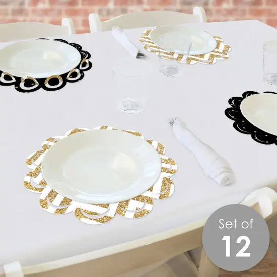 Big Dot of Happiness Tassel Worth The Hassle - Gold - Graduation Party Round Table Decorations - Paper Chargers - Place Setting For 12 {3}