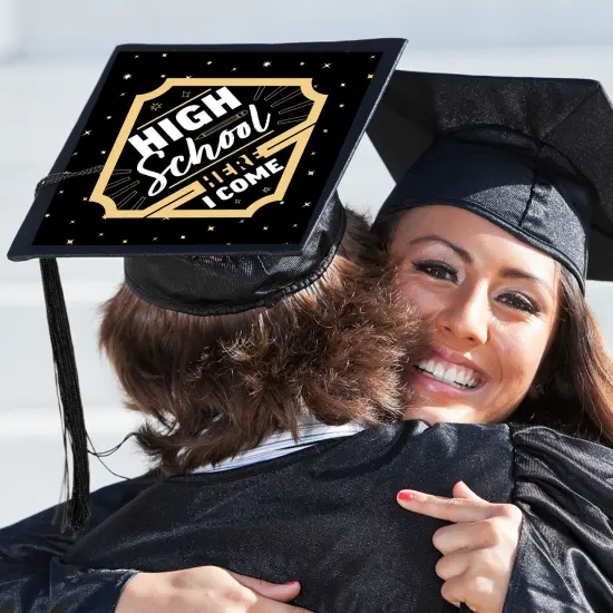 Big Dot of Happiness High School Here I Come - Middle School Graduation Cap Decorations Kit - Grad Cap Cover {3}