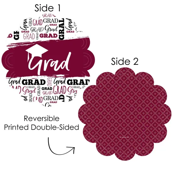 Big Dot of Happiness Maroon Grad - Best is Yet to Come - Burgundy Graduation Party Round Table Decorations - Paper Chargers - Place Setting For 12 {4}