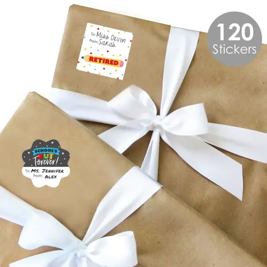 Big Dot of Happiness Teacher Retirement - Assorted Happy Retirement Party Gift Tag Labels - To and From Stickers - 12 Sheets - 120 Stickers {3}