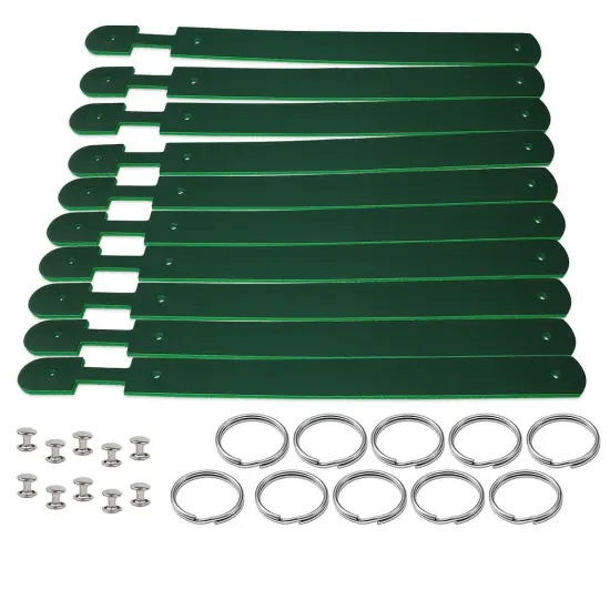 Blank Leather Keychains &ndash; DIY Engraving Kit, Pack of 10 (&frac34;" x 4.5") Kelly Green {1}