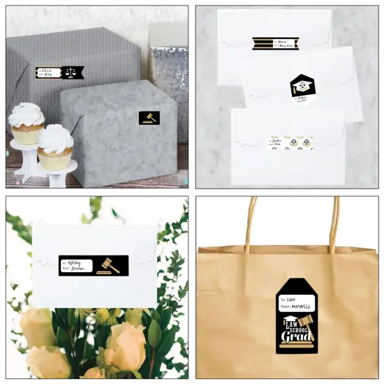 Big Dot of Happiness Law School Grad - Assorted Future Lawyer Graduation Party Gift Tag Labels - To and From Stickers - 12 Sheets - 120 Stickers {7}