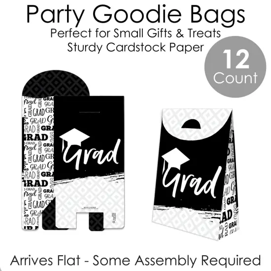Big Dot of Happiness Black and White Grad Best is Yet to Come Graduation Gift Favor Bags Party Goodie Boxes Set of 12 {7}