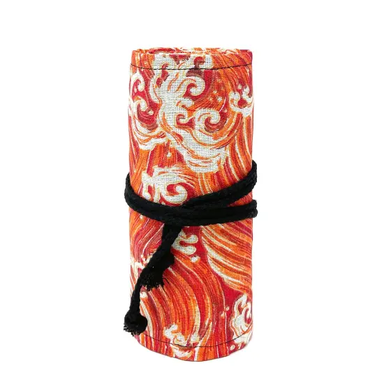 Wrapables Pencil Roll Organizer, Colored Pencil Wrap Pouch (72 slots) Orange Waves {5}