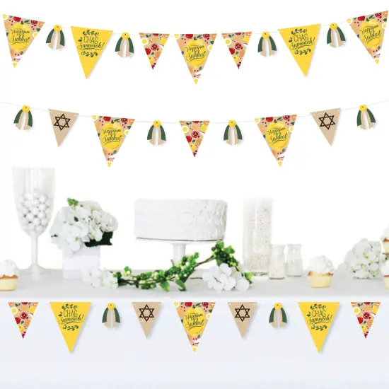 Big Dot of Happiness Sukkot - DIY Sukkah Jewish Holiday Pennant Garland Decoration - Triangle Banner - 30 Pieces {3}