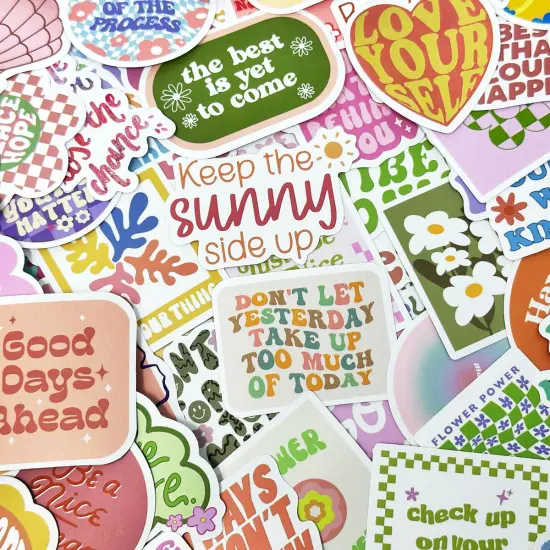 Wrapables Waterproof Vinyl Stickers for Water Bottles, Laptop, Phones, Skateboards, Decals for Teens, 100pcs Motivational {4}