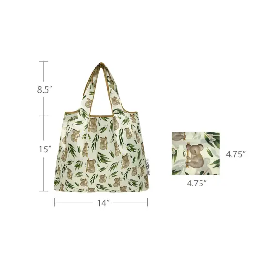 Wrapables Medium Foldable Tote Nylon Reusable Grocery Bag (Set of 2), Koalas {2}