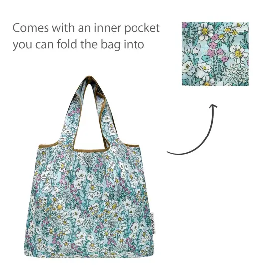 Wrapables Medium Foldable Tote Nylon Reusable Grocery Bag (Set of 2), Spring Flora {4}