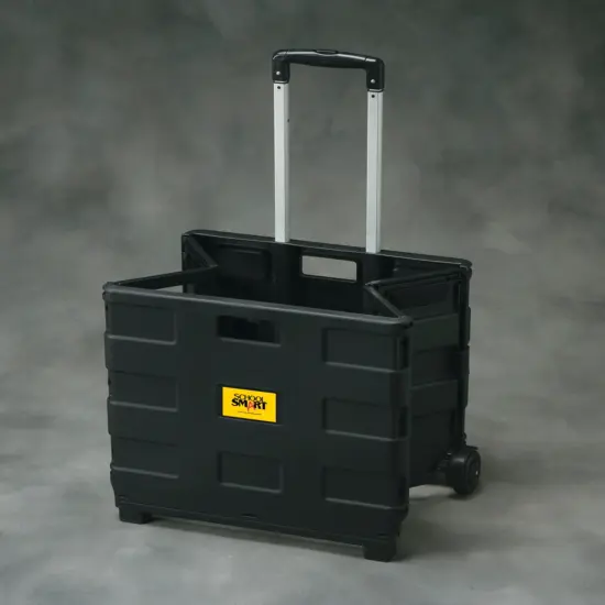 School Smart Folding Storage Cart on Wheels, Large, 16-1/4 x 13 x 13-1/2 Inches, Black {3}