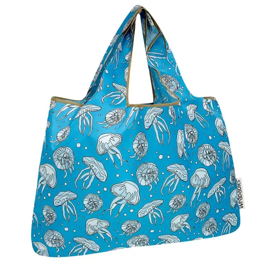 Wrapables Large Foldable Tote Nylon Reusable Grocery Bags, Jellyfish {1}