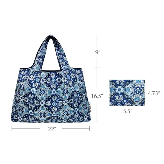 Wrapables Large Foldable Tote Nylon Reusable Grocery Bags, Floral Mosaic {2}
