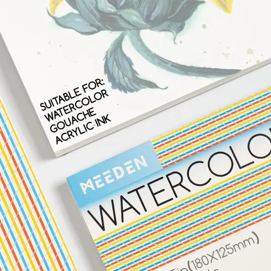 MEEDEN Watercolor Paper Block, 100% Cotton Watercolor Paper Pad of 20 Sheets, 140lb/300gsm, Acid-Free Art Paper for Watercolor, Gouache, Ink and More, 10" x 7" Cold Press {3}