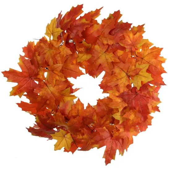 24-Inch Maple Leaf Wreath with Silk Leaves in Vibrant Autumn Colors - Ideal for Fall Decor, Thanksgiving Celebrations & Seasonal Accents - Floral Home by Artificial Flowers {1}