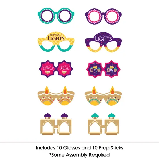 Big Dot of Happiness Happy Diwali Glasses - Paper Card Stock Festival of Lights Party Photo Booth Props Kit - 10 Count {4}
