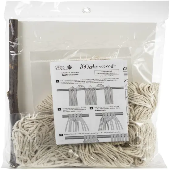 Solid Oak Macrame Wall Hanging Kit-Feathers {3}