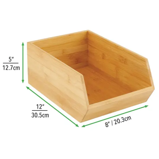 mDesign Bamboo Stackable Food Storage Organization Bin - Natural Wood {3}