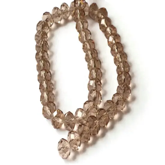 72 6x8mm Champagne Pink Crystal Faceted Rondelle Beads 17 Inch Full Strand {2}