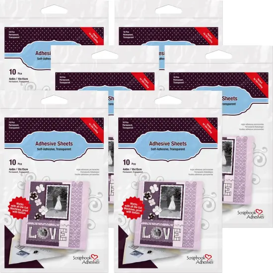 Multipack of 6 - Scrapbook Adhesives Permanent Adhesive Sheets 10/Pkg-4"X6" {1}