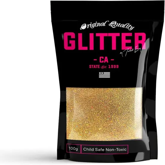 Dark Gold Holographic Premium Glitter Multi Purpose Dust Powder 100g / 3.5oz for use with Arts & Crafts Wine Glass Decoration Weddings Cards Flowers Cosmetic Face Body Nails {1}
