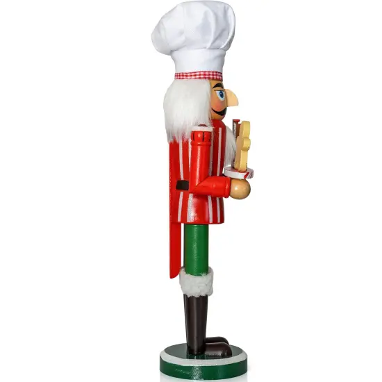 Ornativity Christmas Chef Nutcracker Figure &ndash; Wooden Chef Hat Nutcracker with Gingerbread Man and House Holiday Decoration {2}