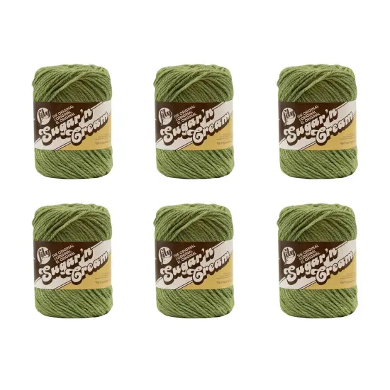 Lily Sugar'N Cream Sage Green Yarn - 6 Pack of 71g/2.5oz - Cotton - 4 Medium (Worsted) - 120 Yards - Knitting/Crochet {1}