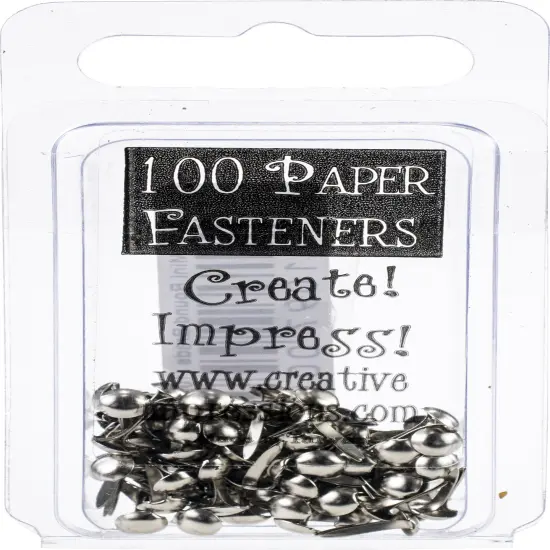 Multipack of 12 - Creative Impressions Mini Metal Paper Fasteners 3mm 100/Pkg-Round - Silver {2}