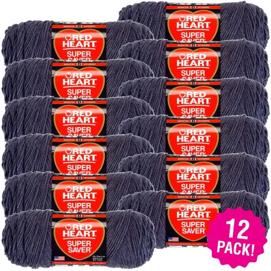 Multipack of 12 - Red Heart Super Saver Yarn-Charcoal {1}