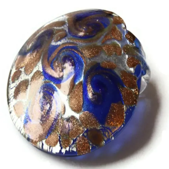 52mm Royal Blue Foil Glass Round Pendant {3}