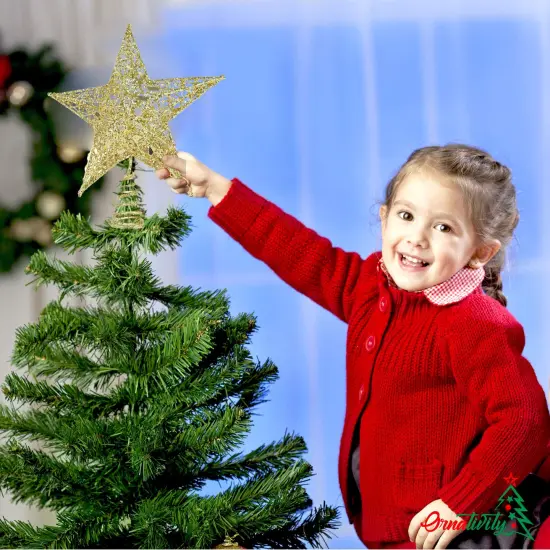 Ornativity Gold Star Tree Topper - Christmas Glitter Star Ornament Treetop Decoration {2}