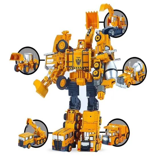 5 Pack TransTruck Transforms to Tractor and Robot Action Figures Combine into 1 Giant Robot – Holiday, Birthday Gift Tractors Robots Toys for Kids {1}