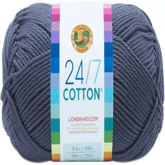 (6 Pack) Lion Brand 24/7 Cotton Yarn - Denim {3}