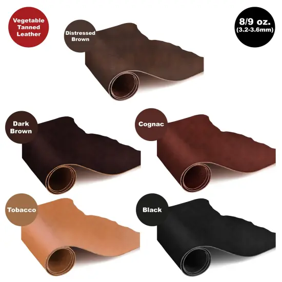 ELW Genuine Leather Vegetable Tanned 8-9 oz. (3.2-3.6mm) Size 6&rdquo; to 14 SQ FT Full Grain Veg Tan Leather AB Grade Cowhide, Heavy Weight, Tooling, Carving, DIY, Holster, Stamping {7}