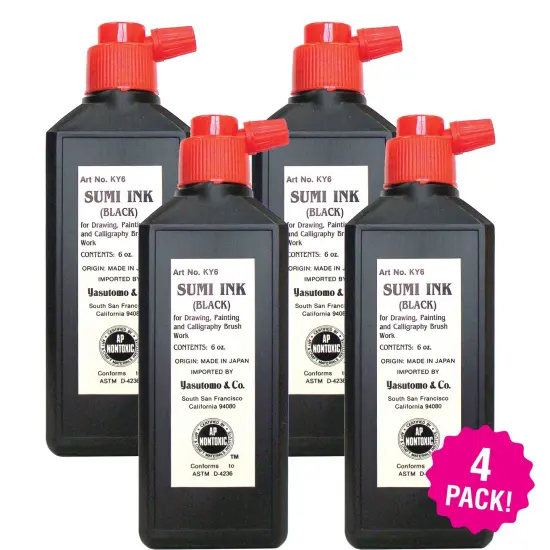 Multipack of 4 - Yasutomo Sumi Ink 6oz-Black {1}