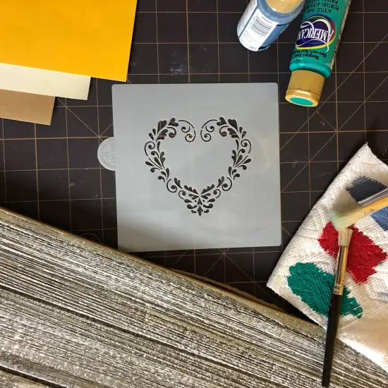 Delft Heart Cookie & Craft Stencil | CM048 by Designer Stencils | Cookie Decorating Tools | Baking Stencils for Royal Icing, Airbrush, Dusting Powder | Craft Stencils for Canvas, Paper, Wood | Reusable Food Grade Stencil {5}