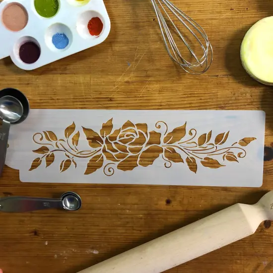 Rose Cake Stencil Tier #2 | C562 by Designer Stencils | Cake Decorating Tools | Baking Stencils for Royal Icing, Airbrush, Dusting Powder | Reusable Plastic Food Grade Stencil for Cakes | Easy to Use & Clean Cake Stencil {5}