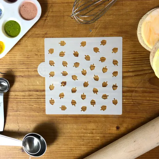 Dreidel Miniprint Cookie & Craft Stencil | CM081 by Designer Stencils | Cookie Decorating Tools | Baking Stencils for Royal Icing, Airbrush, Dusting Powder | Craft Stencils for Canvas, Paper, Wood | Reusable Food Grade Stencil {2}