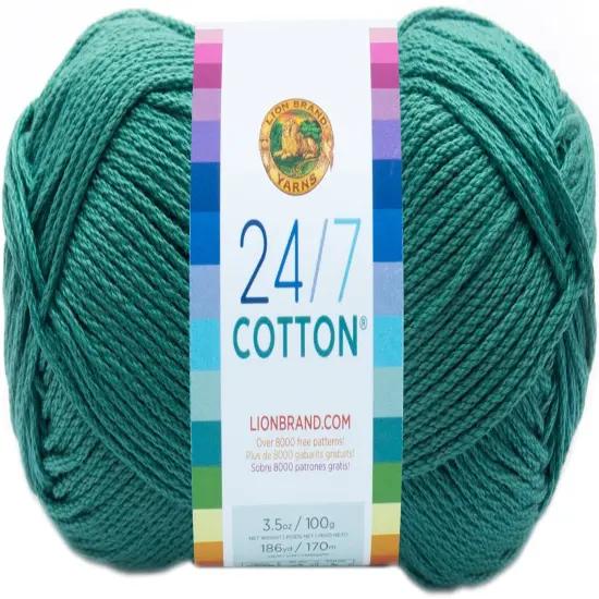 (6 Pack) Lion Brand 24/7 Cotton Yarn - Jade {2}