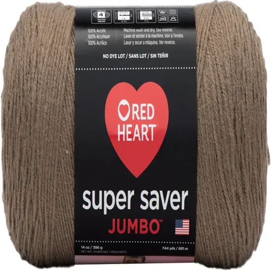 Red Heart Super Saver Jumbo Cafe Latte Yarn - 2 Pack of 396g/14oz - Acrylic - 4 Medium (Worsted) - 744 Yards - Knitting/Crochet {3}
