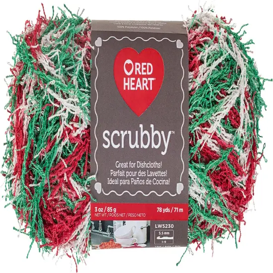 Red Heart Scrubby Jolly Yarn - 3 Pack of 85g/3oz - Polyester - 4 Medium (Worsted) - 78 Yards - Knitting/Crochet {2}