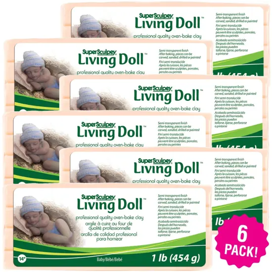 Multipack of 6 - Super Sculpey Living Doll Clay 1lb-Baby {1}