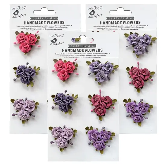 Pack of 3 - Little Birdie Francisca Paper Flowers 6/Pkg-Birds And Berries {1}