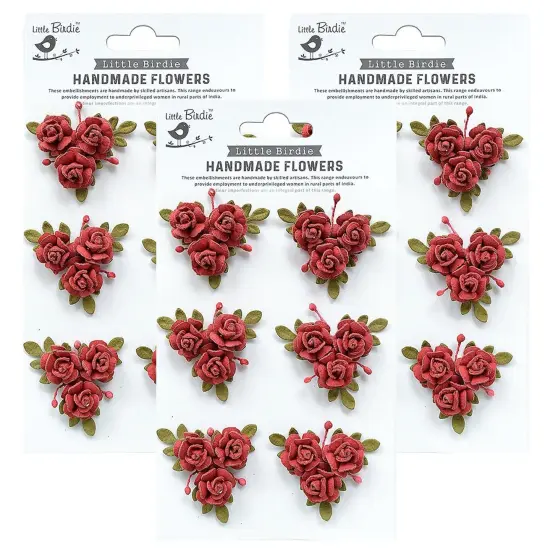 Pack of 3 - Little Birdie Francisca Paper Flowers 6/Pkg-Love and Roses {1}