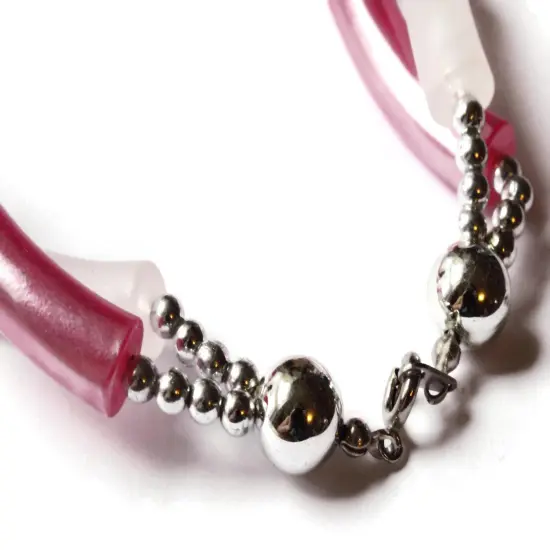 19 1/2 Inch Twisted Two Strand Pink and White Beaded Necklace Vintage New Old Stock Necklace {6}