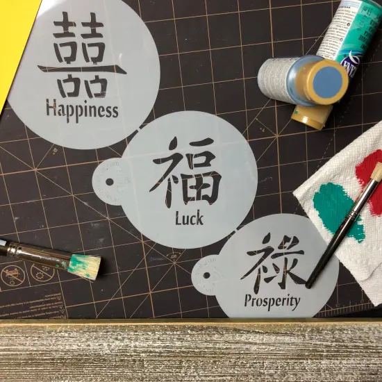 Double Happiness, Luck, Prosperity Symbols Cake & Cookie Stencil Set | C700 by Designer Stencils | {6}