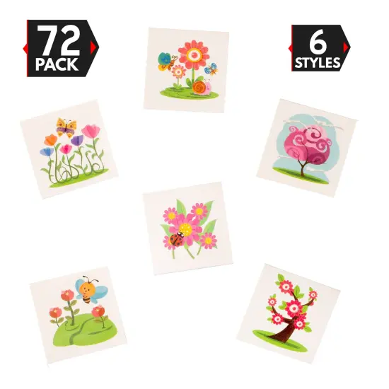 Big Mos Toys 72 Pack Spring and Summer Assorted Design Temporary Tattoos {1}