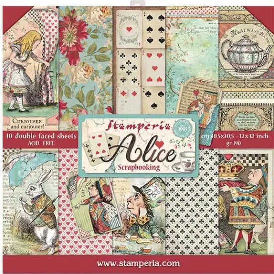 Stamperia Double-Sided Paper Pad 12"X12" 10/Pkg-Alice In Wonderland, 10 Designs/1 Each {1}