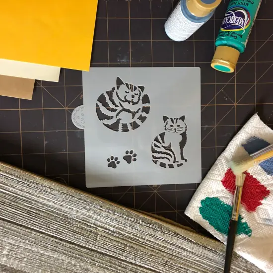 Striped Cat Cookie & Craft Stencil | CM029 by Designer Stencils | Stencils for Royal Icing, Airbrush, Dusting Powder | {5}