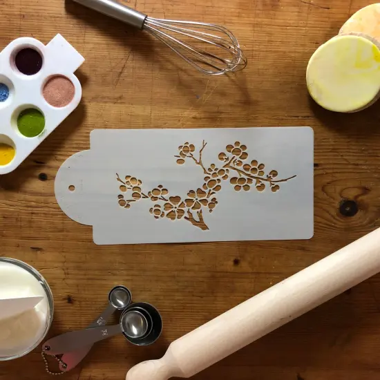 Blooming Cherry Tree Cake Stencil Tier #4 | C444 by Designer Stencils | Cake Decorating Tools | Baking Stencils for Royal Icing, Airbrush, Dusting Powder | Reusable Plastic Food Grade Stencil for Cakes | Easy to Use & Clean Cake Stencil {4}